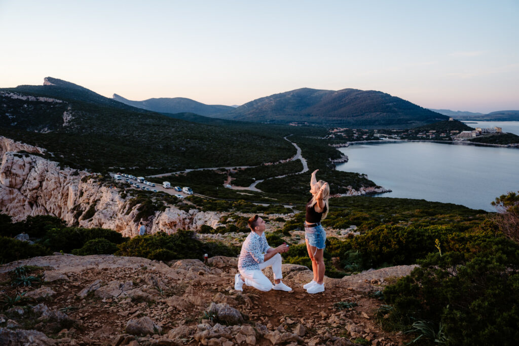 wedding proposal  sardinia from the top 